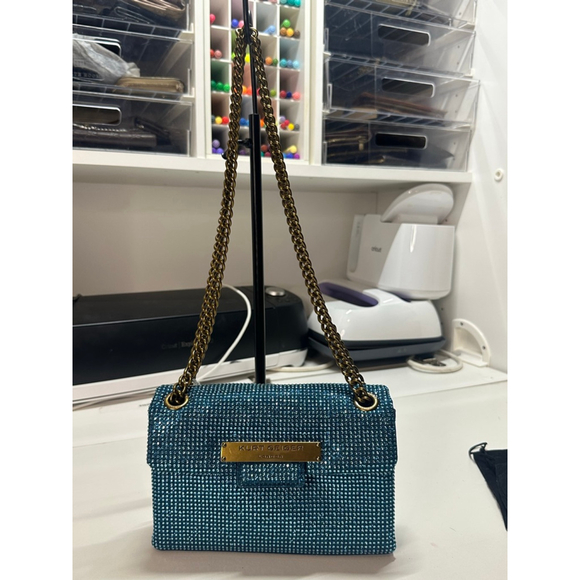 Women's Kurt Geiger Teal Gold Rhinestone Mini Bag One Size - Picture 2 of 12